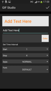 GIF Studio - Text configuration screen